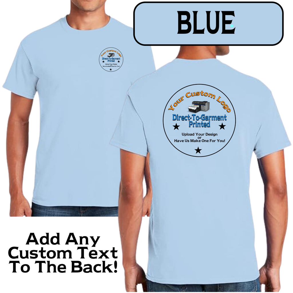 Custom Personalized Double-Sided Logo T-shirts for Your Business or Team XXX-Large / Blue