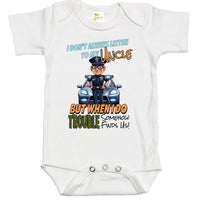 Baby Bodysuit - I Don't Always Listen to My Uncle, But When I Do Trouble Somehow Finds Us