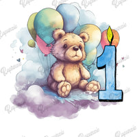 Baby Bodysuit - Teddy Bear Celebrating Baby's First Birthday