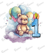 Baby Bodysuit - Teddy Bear Celebrating Baby's First Birthday