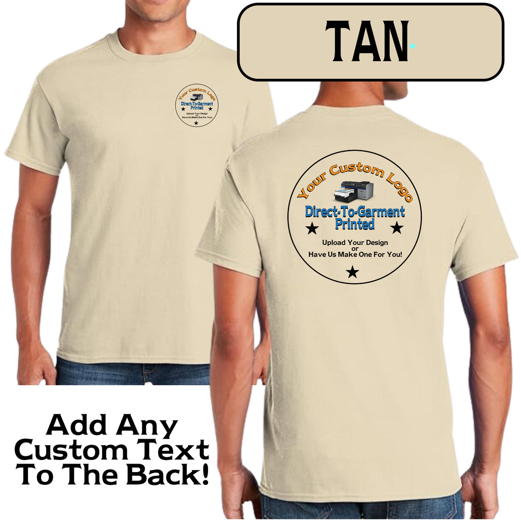Custom Personalized Double-Sided Logo T-shirts for Your Business or Team XX-Large / Tan