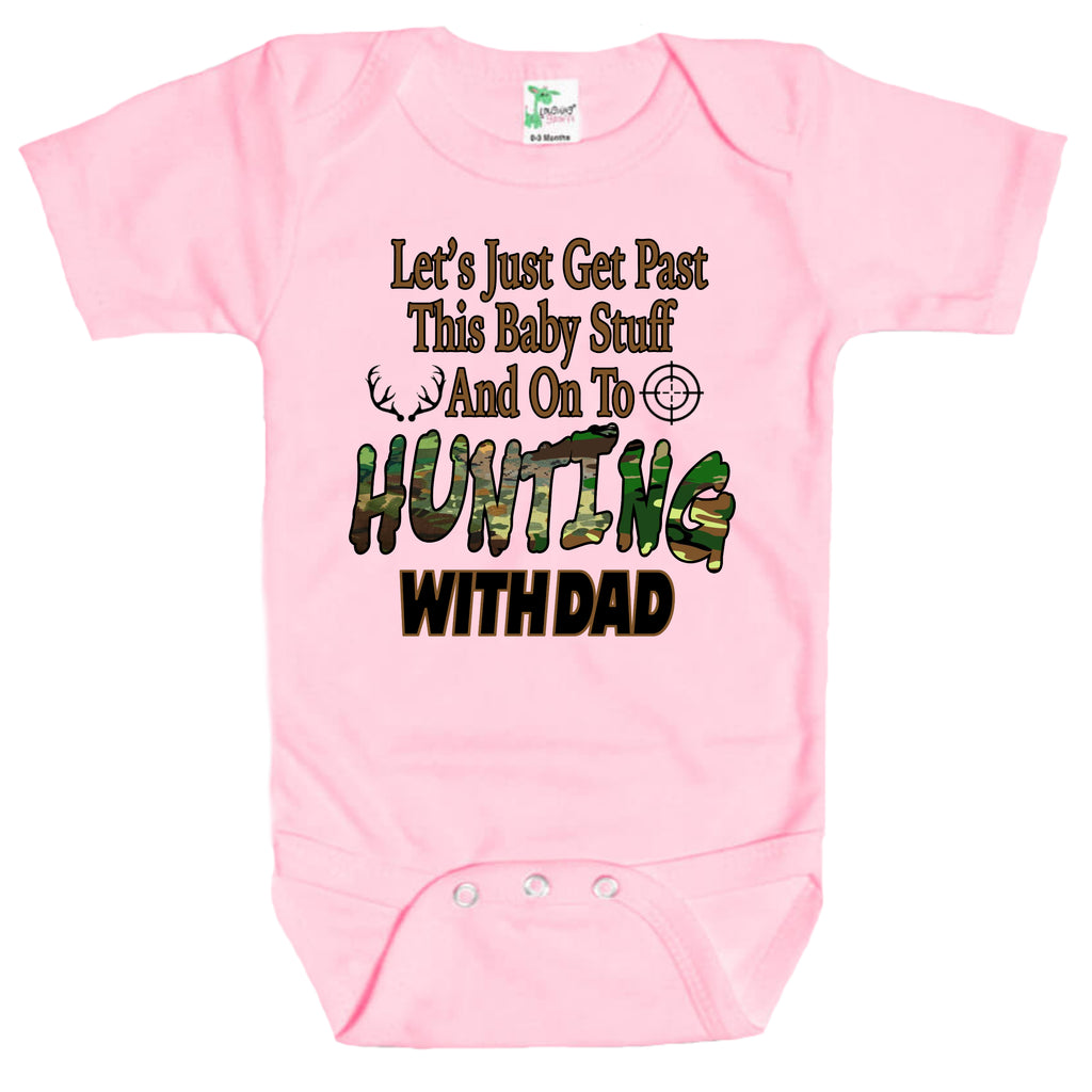 Baby Bodysuit - Hunting with Dad 6-12 Months / Pink