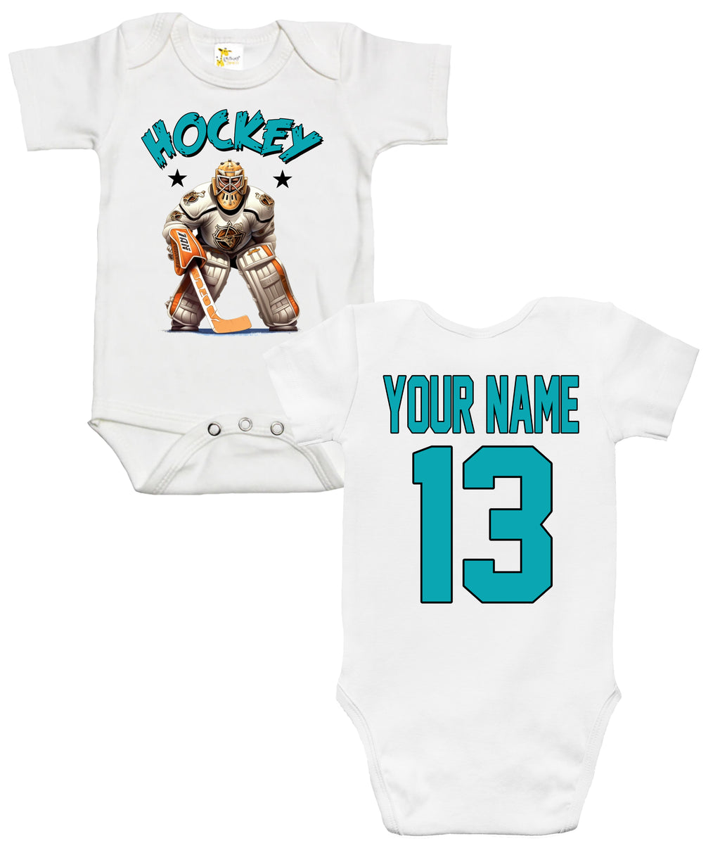 Custom Baby Bodysuit - Hockey Jersey with Name and Number on Back