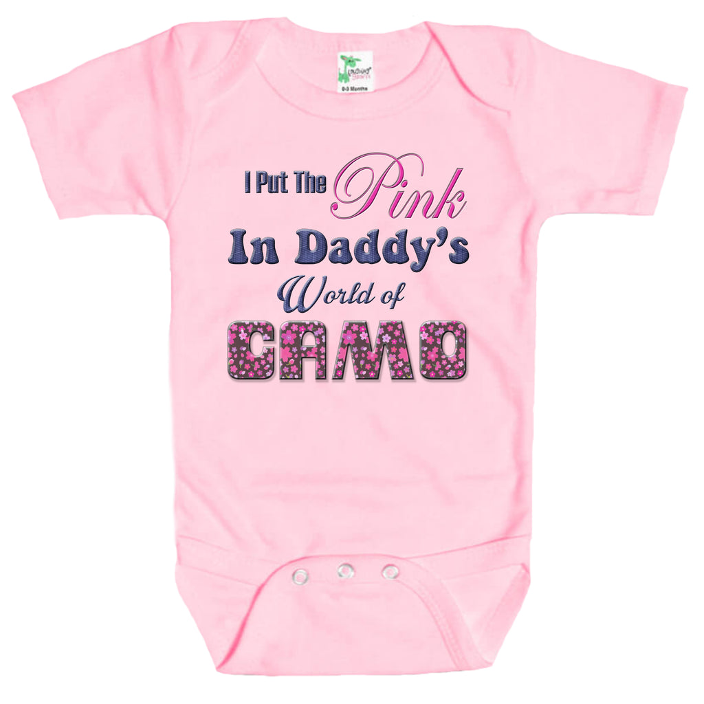 Baby Bodysuit - I Put the Pink in Daddy's World of Camo