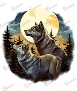 T-Shirt - Wolves Against the Full Moonlight