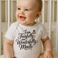 Baby Bodysuit – “I Am Fearfully and Wonderfully Made” – Christian Baby Shower Gift, Baptism Dedication Outfit, Scripture Baby Clothes