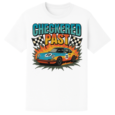 Checkered Past T-Shirt | Retro Racing Vibes Tee Printed on Light Colors