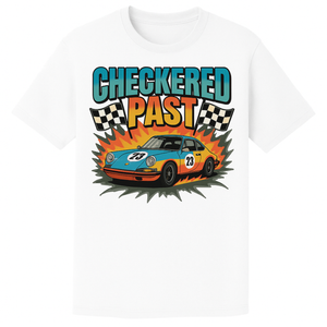 Checkered Past T-Shirt | Retro Racing Vibes Tee Printed on Light Colors