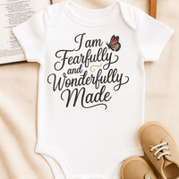 Baby Bodysuit – “I Am Fearfully and Wonderfully Made” – Christian Baby Shower Gift, Baptism Dedication Outfit, Scripture Baby Clothes